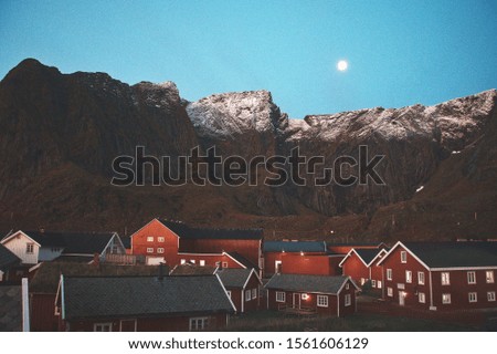 Winter in Lofoten.  Isolated islands above the Arctic Circle. 