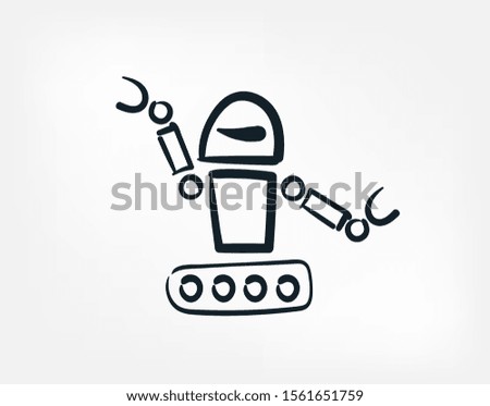 robot line art doodle vector symbol sign concept 