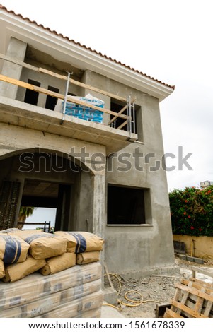Construction of new homes. Cottages. Sale of private villas. frame of a private house, real estate investment, construction of a villa in Cyprus