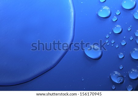 Some Water Drops on a Blue Textured Background