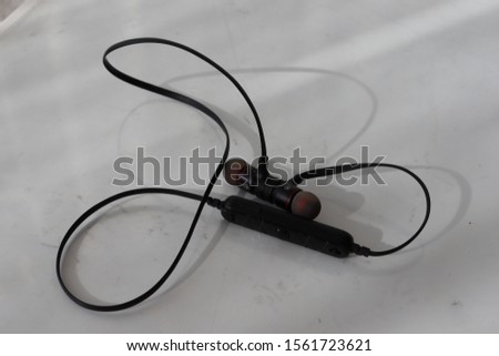 Realistic black headphones music accessories