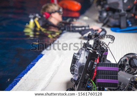Freediver Photographer with Large Dome, Camera Housing 