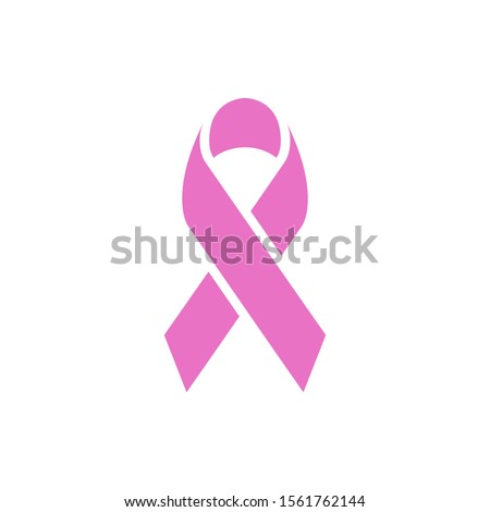Awareness ribbon pink icon and breast cancer sign