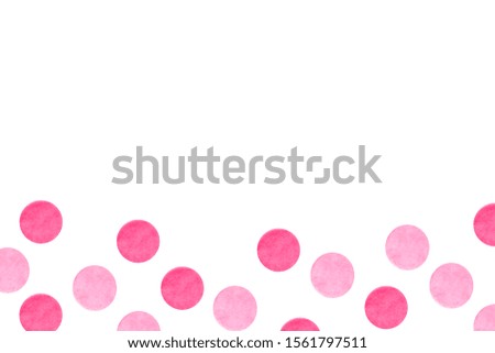Pink decoration confetti isolated on white background top view