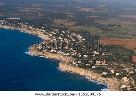 Aerial view of the north coast, Majorca, Balearic Island, Spain.