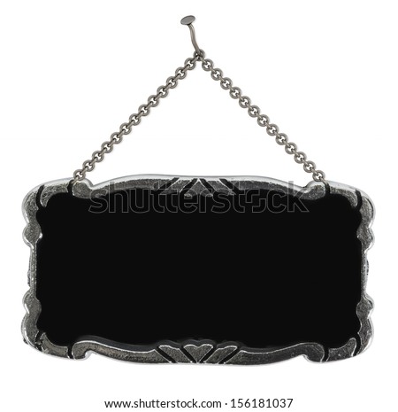 sign hanging on the chains isolated on a white background