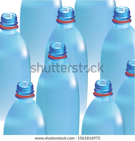 Illustration of bottles. Plastic bottles and their recycling