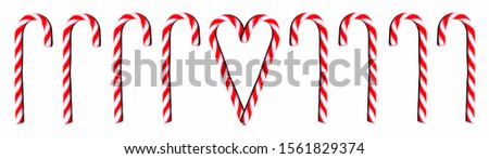 A lot of sweet candy canes isolated on white background - Christmas panorama banner long