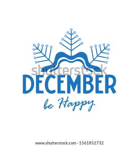 Hello december quote isolated on white background.  winter inspirational card. Vector illustration - Vector