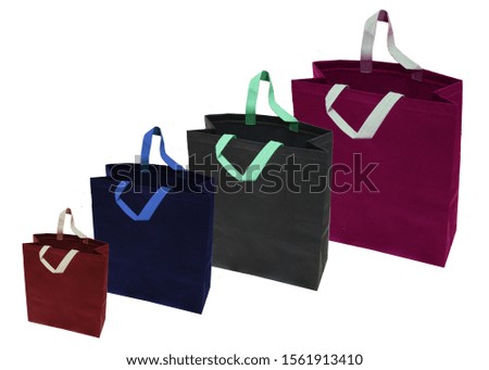 5 Eco Friendly Bags, colorful Non Woven Bags, Multi Color Bags on White Background