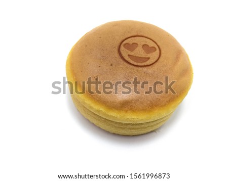 Stew Lemon Cake with Love Emoticon on a white background.