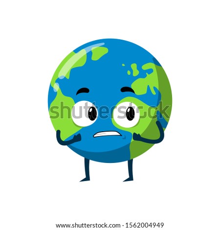 Earth scared mascot character illustration