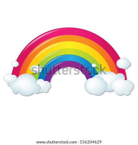 Color Rainbow With Clouds, With Gradient Mesh, Vector Illustration Royalty-Free Stock Photo #156204629