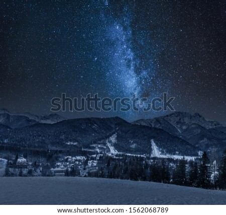 Milky way over Zakopane in Tatra Mountains, Poland