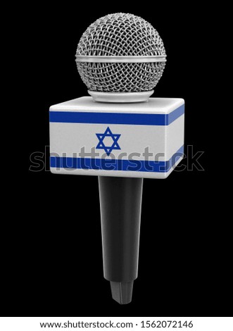 3d illustration. Microphone with Israeli flag. Image with clipping path