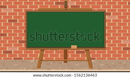 Empty blackboard on brick wall illustration
