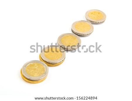 Two euro cent on white background