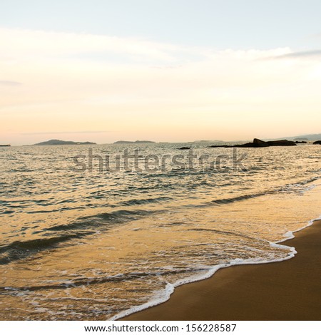 beach and sea with sunset landscape.