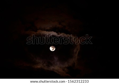 A view of the moon in the night in Sao Paulo city, Brazil
