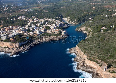  Aerial view of Cala Figuera, Majorca, Balearic Island,Spain