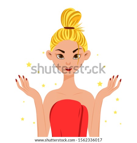 Beauty female face with clean, radiant skin. Cartoon style. Vector illustration