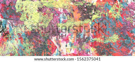 Abstract color acrylic and watercolor painting. Monoprinting  template. Canvas texture background. Horizontal long banner.