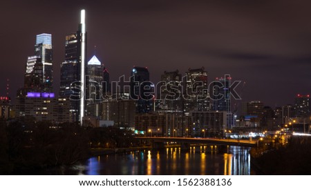 Philadelphia downtown  by night Pennsylvania USA