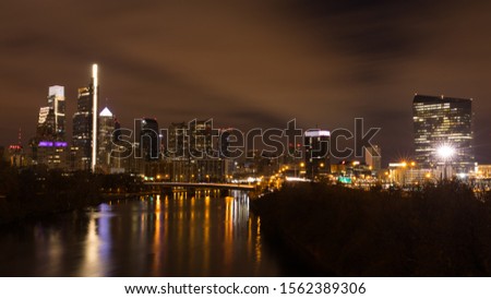 Philadelphia downtown by night Pennsylvania USA