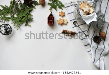 Christmas background. Flat lay concept. Copy space.