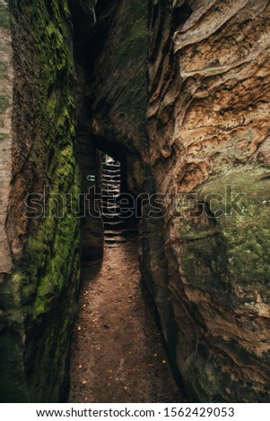 Path in The Prachov Rocks - beautiful sandstone area in Bohemian Paradise, Czech Republic
