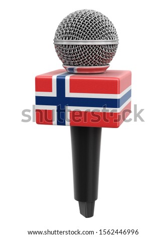 3d illustration. Microphone and Norwegian flag. Image with clipping path