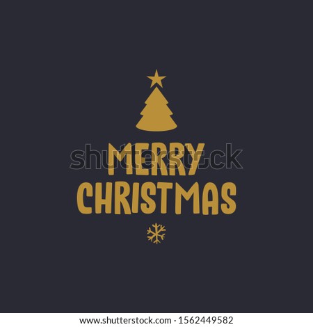 Merry christmas greeting card with tree. Xmas design.