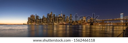New York City downtown evening skyline