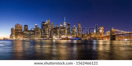New York City downtown evening skyline