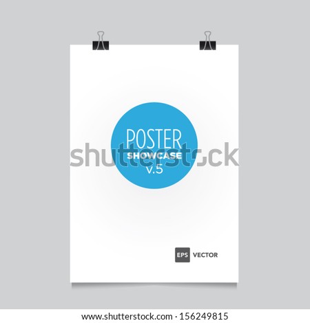 Poster template with bulldog clips vector design. Easy to edit with your picture. 