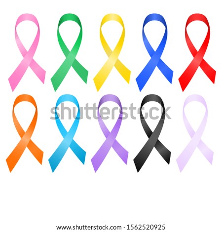 Set of ribbons-loops of different colors. Isolated on white background