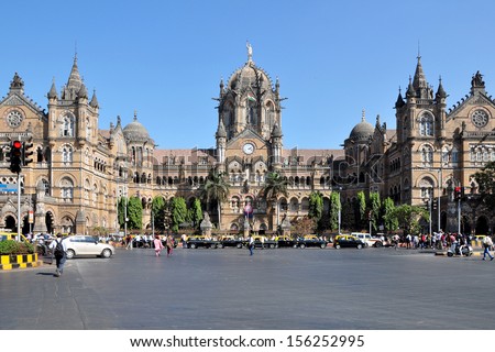 Chhatrapati Shivaji Terminus formerly Victoria Terminus in Mumbai, India is a UNESCO World Heritage Site and historic railway station which serves as the headquarters of the Central Railways. Royalty-Free Stock Photo #156252995