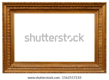 Gold vintage beautiful picture frame isolated on white background