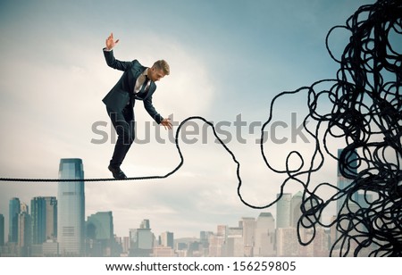 Concept of problem and difficulty of a businessman Royalty-Free Stock Photo #156259805