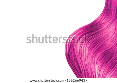 Pink hair wave on white background, isolated. Backdrop for creative. Copy space