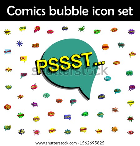 Comic speech bubble with expression text pssst ... Icon. Comic icons universal set for web and mobile