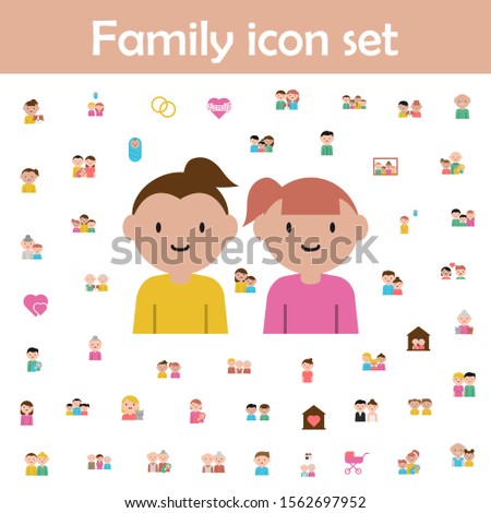 Two girl cartoon icon. Family icons universal set for web and mobile