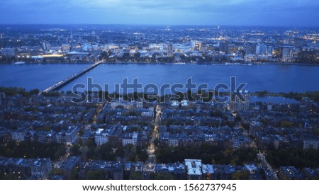 dusk shot of boston's charles river and the MIT
