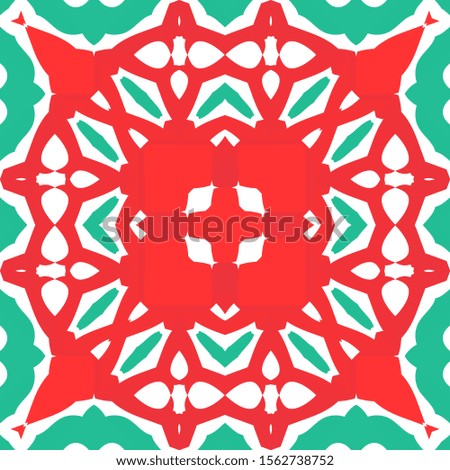 Antique ornate tiles talavera mexico. Vector seamless pattern illustration. Creative design. Red ethnic background for T-shirts, scrapbooking, linens, smartphone cases or bags.
