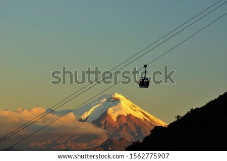 
Magnificent view of the Cotopaxi volcano from the cable car in Quito, Ecuador. Royalty-Free Stock Photo #1562775907