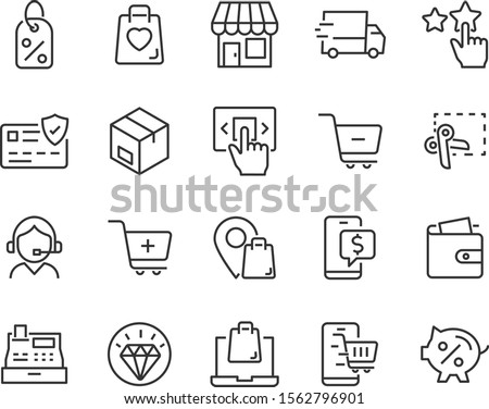 set of shopping online icons, ecommerce, shop, sale Royalty-Free Stock Photo #1562796901