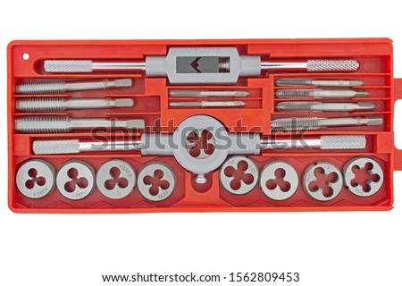 Kit of tools for repair of technique on white background