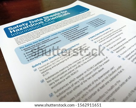 Safety Data Sheet for industry Royalty-Free Stock Photo #1562911651