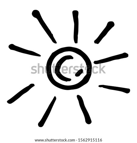 hand drawn sun doodle. Vector illustration of Sunburst cartoon