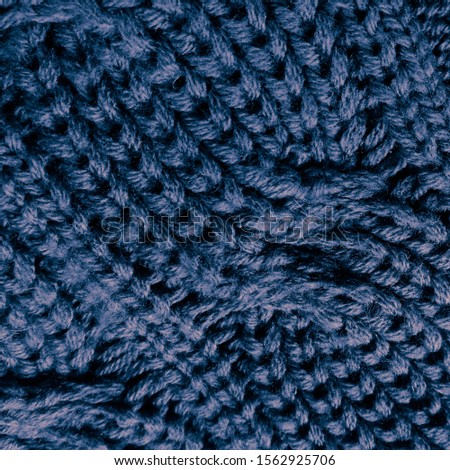 Knit Swatch. Bright Fabric. Sky Knitting Texture. Scandinavian Design. Indigo Sweater Fabric. Gray Scandinavian Line. Sweater Closeup Winter Pattern.